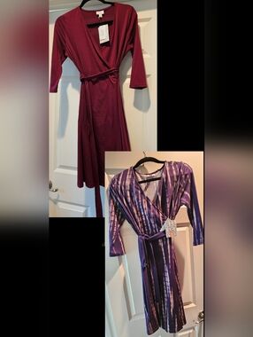 Lularoe LLR Michelle Wrap Dresses Burgundy And Purple
